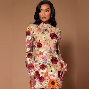 Fashion Nova Emmaline Embroidered Mini Dress, Size S